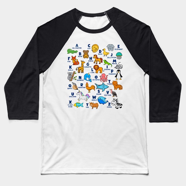 Alphabet Animal ABCs Learning Baseball T-Shirt by MadeByBono